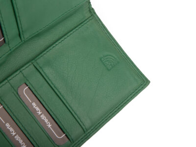 Duzy skórzany portfel damski zielony Money Maker z ochroną RFID - obrazek 5