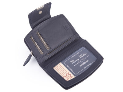 Średni skórzany portfel damski RFID granatowy Money Maker - obrazek 4