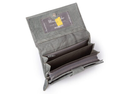 Duży szary portfel damski z miękkiej skóry naturalnej Money Maker - obrazek 4