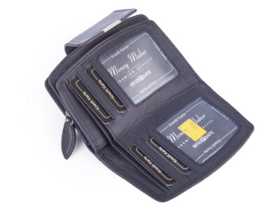 Średni skórzany portfel damski RFID granatowy Money Maker - obrazek 5