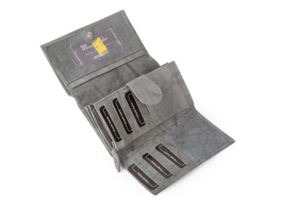 Duży szary portfel damski z miękkiej skóry naturalnej Money Maker - obrazek 6