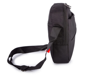 Elegancka czarna materiałowa torba męska na ramię Pierre Cardin - obrazek 5