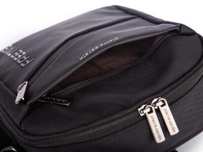 Elegancka czarna materiałowa torba męska na ramię Pierre Cardin - obrazek 10