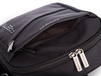 Elegancka czarna materiałowa torba męska na ramię Pierre Cardin - obrazek 10