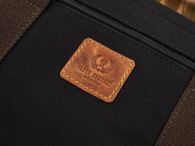 Czarno-brązowa torba męska do pracy, z kieszenią na laptopa, z canvasu i skóry naturalnej - obrazek 11