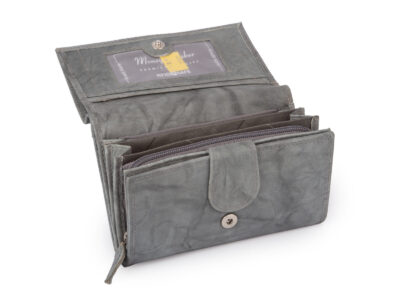 Duży szary portfel damski z miękkiej skóry naturalnej Money Maker - obrazek 3