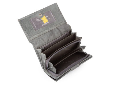 Duży szary portfel damski z miękkiej skóry naturalnej Money Maker - obrazek 5