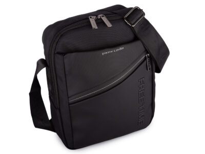 Elegancka czarna materiałowa torba męska na ramię Pierre Cardin - obrazek 2