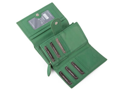 Duzy skórzany portfel damski zielony Money Maker z ochroną RFID - obrazek 4