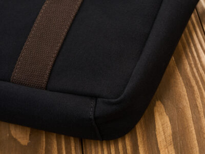 Czarno-brązowa torba męska do pracy, z kieszenią na laptopa, z canvasu i skóry naturalnej - obrazek 5