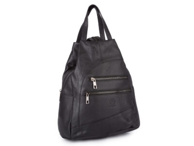 Miejski plecak damski z miękkiej skóry naturalnej na jedno lub dwa ramiona czarny - obrazek 1