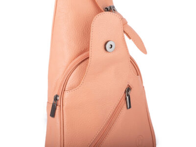 Skórzany plecak damski miejski na jedno ramię elegancki brzoskwiniowy - obrazek 3