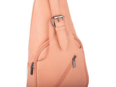 Skórzany plecak damski miejski na jedno ramię elegancki brzoskwiniowy - obrazek 2