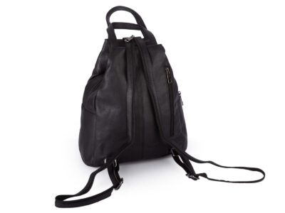 Miejski plecak damski z miękkiej skóry naturalnej na jedno lub dwa ramiona czarny - obrazek 5