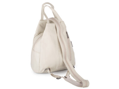 Miejski plecak damski z miękkiej skóry naturalnej na jedno lub dwa ramiona beżowy - obrazek 2