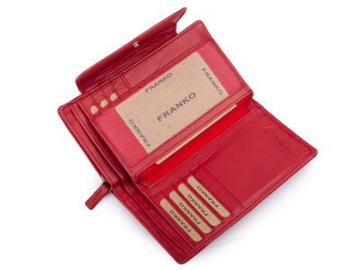 Duży, czerwony, portfel damski z miękkiej skóry naturalnej Franko - obrazek 5
