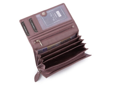 Duży portfel damski skórzany w kolorze mauve Money Maker - obrazek 5