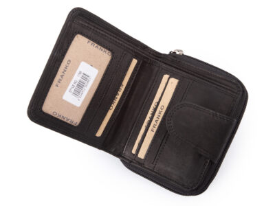 Średniej wielkości, skórzany portfel damski czarny Franko - obrazek 5