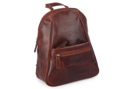 Elegancki, brązowy plecak damski miejski z gładkiej skóry naturalnej, średni