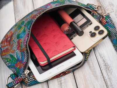 Kolorowa, skórzana saszetka damska z paskiem na ramię crossbody Paolo Peruzzi - obrazek 5