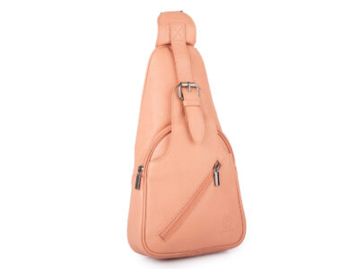 Skórzany plecak damski miejski na jedno ramię elegancki brzoskwiniowy