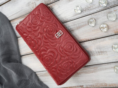 Duży, czerwony portfel damski zapinany dookoła na zamek błyskawiczny Paolo Peruzzi - obrazek 2