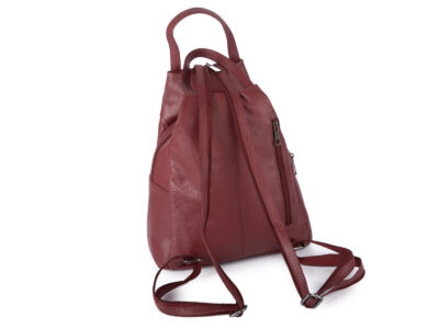 Miejski plecak damski z miękkiej skóry naturalnej na jedno lub dwa ramiona bordowy - obrazek 5