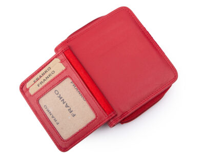 Średniej wielkości, skórzany portfel damski czerwony Franko - obrazek 4