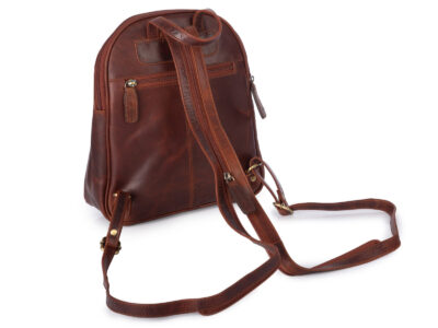 Elegancki, brązowy plecak damski miejski z gładkiej skóry naturalnej, średni - obrazek 2