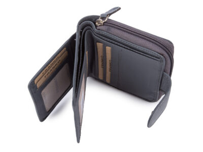 Średniej wielkości, skórzany portfel damski szary Franko - obrazek 6