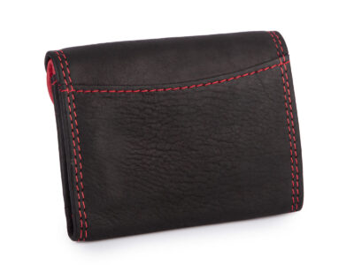 Malutki, kieszonkowy portfel skórzany w kolorze czarno-czerwonym Franko - obrazek 2