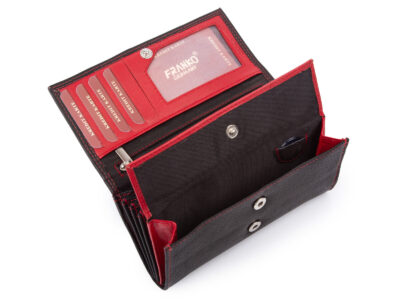 Czarno-czerwony, pojemny, skórzany portfel damski poziomy Franko - obrazek 5