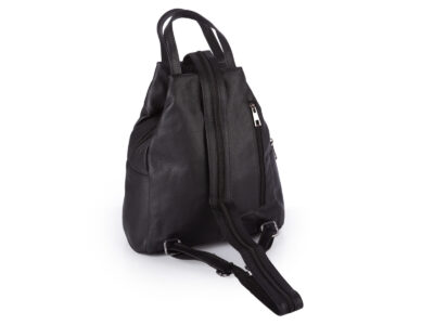 Miejski plecak damski z miękkiej skóry naturalnej na jedno lub dwa ramiona czarny - obrazek 4