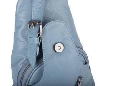 Skórzany plecak damski miejski na jedno ramię elegancki niebieski - obrazek 3