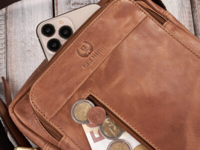 Skórzana listonoszka męska z paskiem na ramię w kolorze brązowym Paolo Peruzzi - obrazek 4