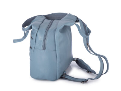 Miejski plecak damski z miękkiej skóry naturalnej na jedno lub dwa ramiona niebieski - obrazek 6