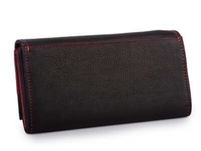 Czarno-czerwony, pojemny, skórzany portfel damski poziomy Franko - obrazek 2