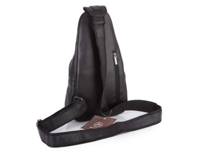 Skórzany plecak damski miejski na jedno ramię elegancki czarny - obrazek 2