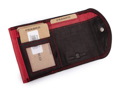 Malutki, kieszonkowy portfel skórzany w kolorze czarno-czerwonym Franko - obrazek 3
