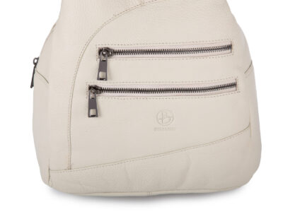 Miejski plecak damski z miękkiej skóry naturalnej na jedno lub dwa ramiona beżowy - obrazek 4