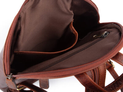 Elegancki, brązowy plecak damski miejski z gładkiej skóry naturalnej, średni - obrazek 8