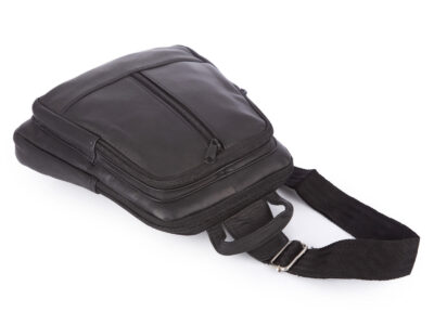 Skórzany, damski plecaczek miejski na jedno ramię, czarny - obrazek 4