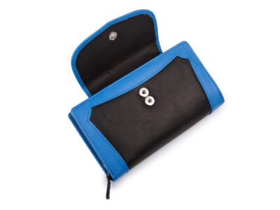 Duży, czarno-niebieski, portfel damski z miękkiej skóry naturalnej Franko - obrazek 3