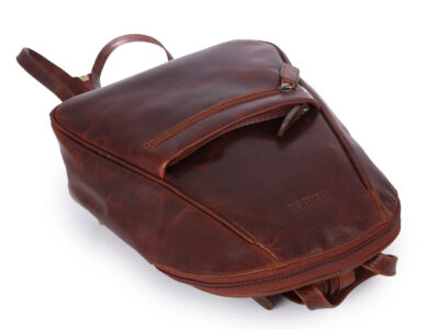 Elegancki, brązowy plecak damski miejski z gładkiej skóry naturalnej, średni - obrazek 5