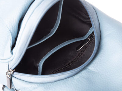 Skórzany plecak damski miejski na jedno ramię elegancki niebieski - obrazek 7