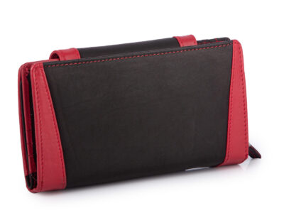 Duży, czarno-czerwony, portfel damski z miękkiej skóry naturalnej Franko - obrazek 2