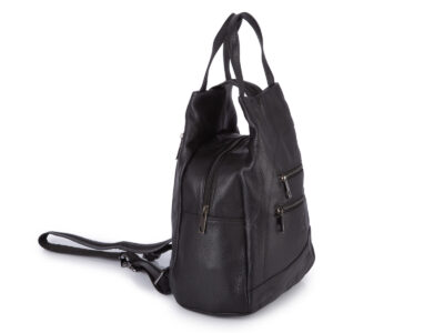 Miejski plecak damski z miękkiej skóry naturalnej na jedno lub dwa ramiona czarny - obrazek 3