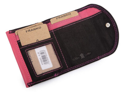 Malutki, kieszonkowy portfel skórzany w kolorze czarno-różowym Franko - obrazek 3
