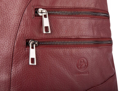 Miejski plecak damski z miękkiej skóry naturalnej na jedno lub dwa ramiona bordowy - obrazek 3