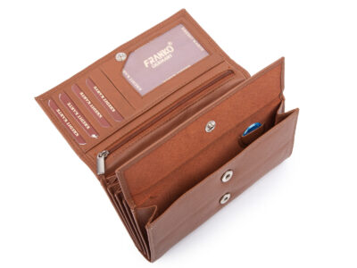 Jasnobrązowy, pojemny, skórzany portfel damski poziomy Franko - obrazek 5